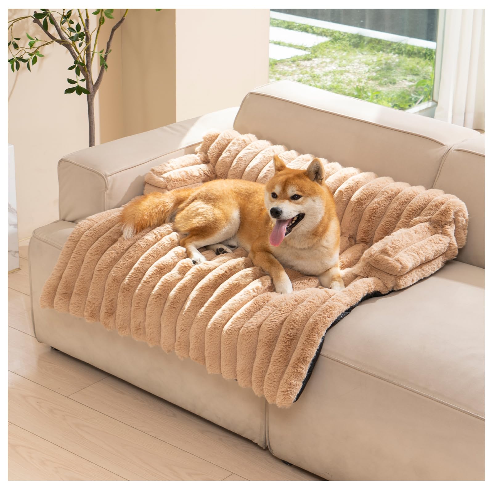 Avont Cama para Perros Grandes, Cojín para Perros Lavable y Antideslizante, Protector para Sofá con Funda Extraíble, Alfombrilla Acolchada para Mascotas Medianas y Grandes, 90x84 cm- M, Marrón