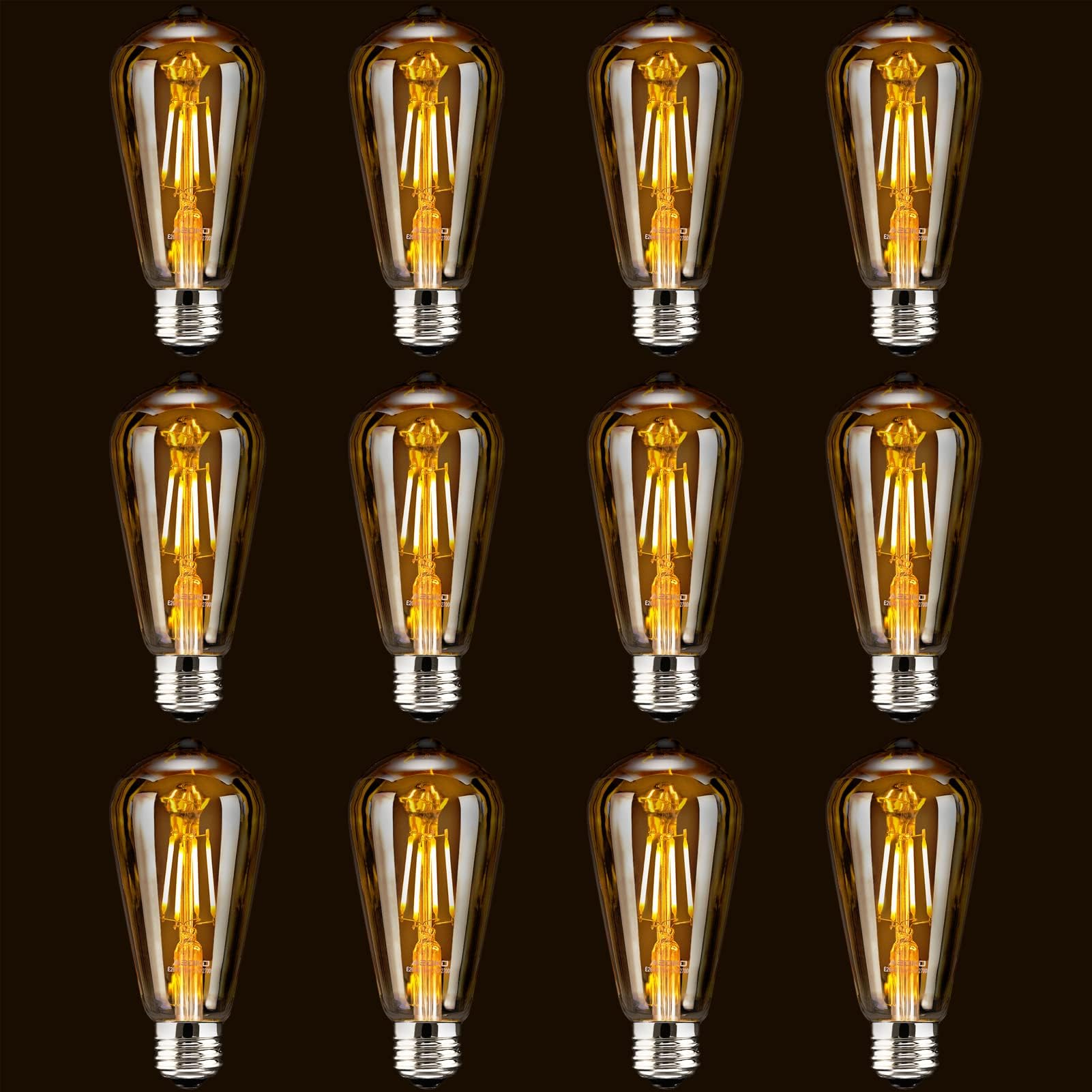 ASOKO LED Dimmable Edison Light Bulbs 4W Vintage Light Bulb, 2200K-2400K Warm White (Amber Glass), Antique LED Edison Bulbs, Squarrel Cage Filament,ST64, E26 LED Bulb Base
