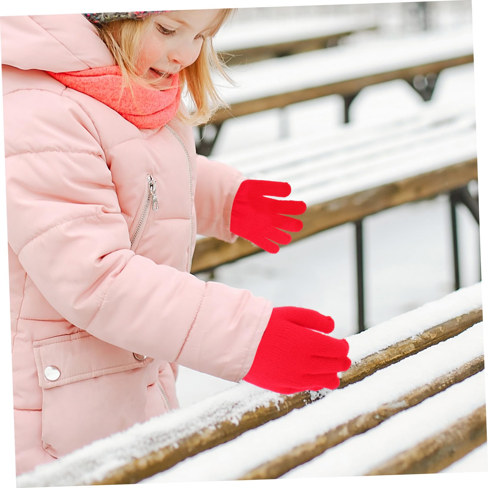 Guantes de Punto para Guantes Cálidos de Cinco Dedos Tejidos Invierno y Elásticos y para Exteriores