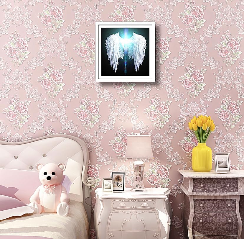 Miniatura 5 de NIHO-JIUMA Kit de pintura de diamantes con alas de plumas, kit de arte de diamante de taladro completo 5D, regalo para adultos, decoración de pared