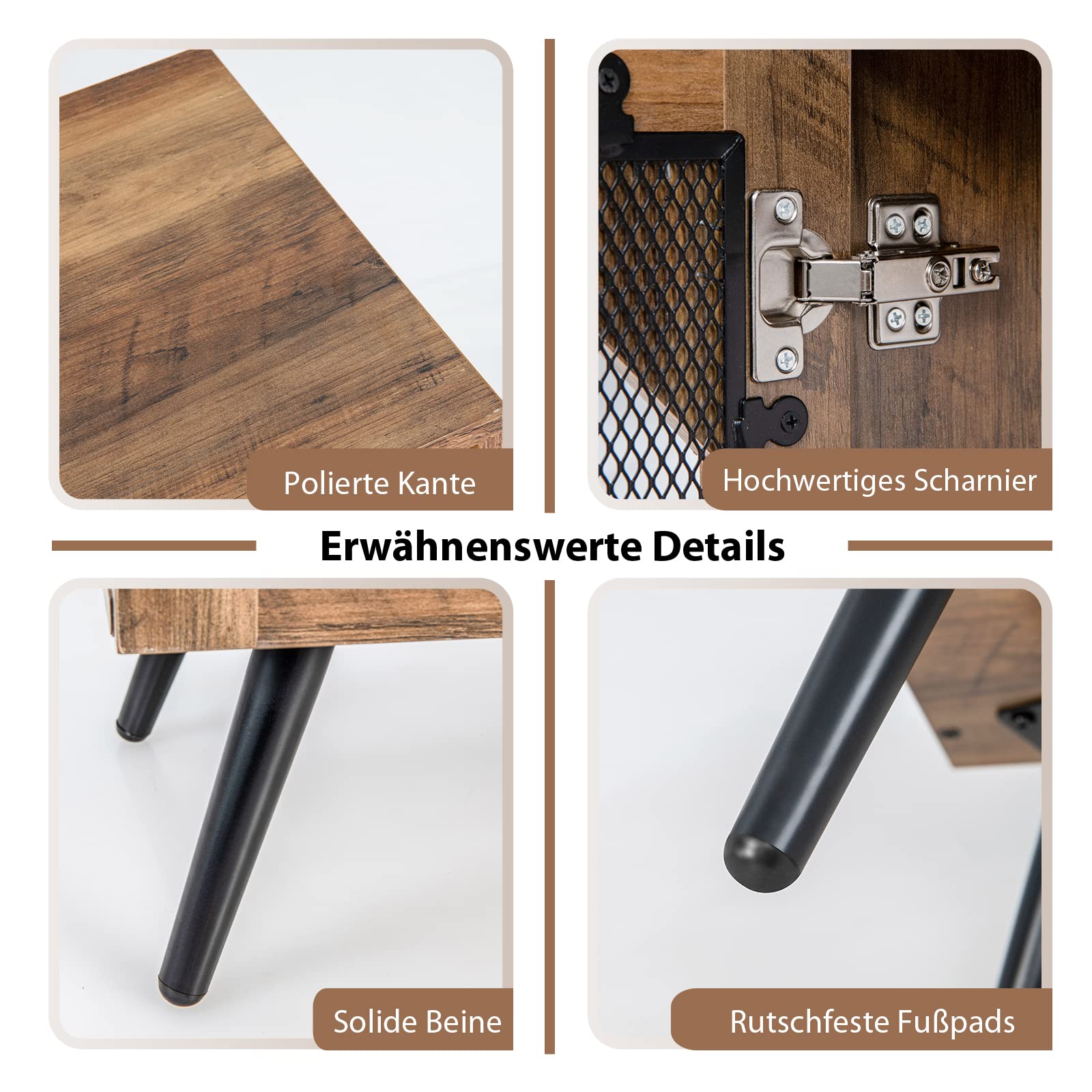 COSTWAY Küchenschrank, Weinschrank mit abnehmbarem Weinregal und integrierten Glashaltern, Buffetschrank Holz für 11 Weinflaschen & 9 Weingläser, Sideboard 59,5 x 33,5 x 93,5 cm, Vintage