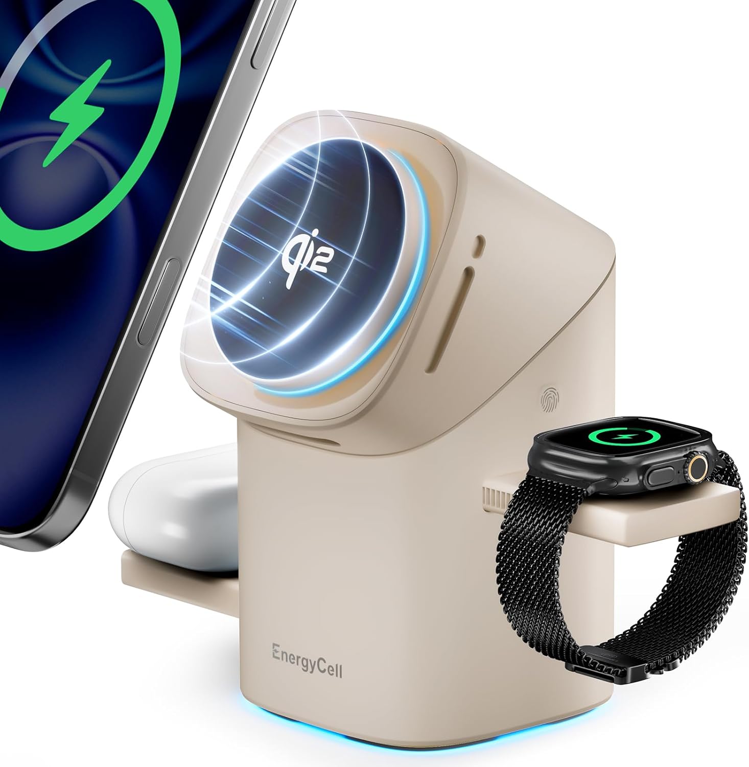 Rotating 3-in-1 Wireless Charger (Qi2) 15W