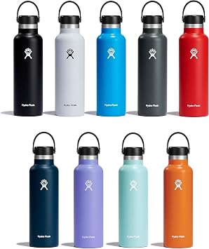 HYDRO FLASK - Water Bottle 709 ml (24 oz) - Vacuum Insulated Stainless Steel Water Bottle with Leak Proof Flex Cap and Powder Coat - BPA-Free - Standard Mouth - Lupine
