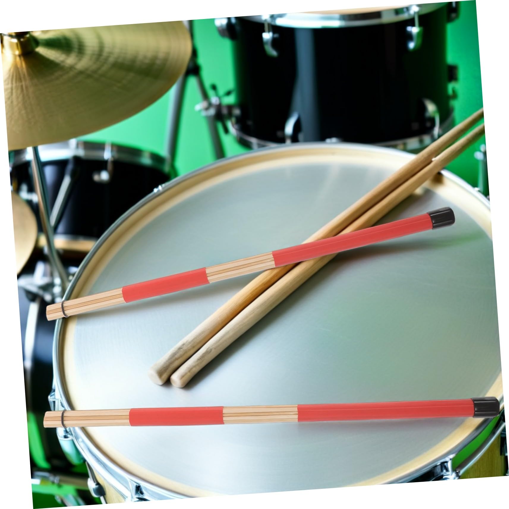Juego de Accesorios para Batería con Funda Roja Antideslizante, Baquetas de Madera y Escobillas de Nylon para Adultos y Principiantes en Jazz y Blues