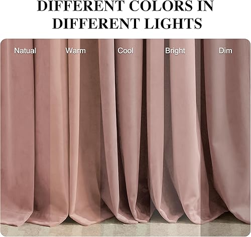 Miniatura 149 de RYB HOME Juego de 2 paneles de cortinas de terciopelo malva, cortinas y cortinas para oscurecer la habitación, con aislamiento térmico, decoración