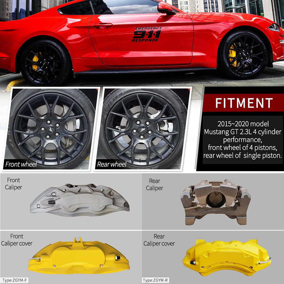 Amazon | AOOA キャリパーカバー イエロー ブレーキカバー マスタング