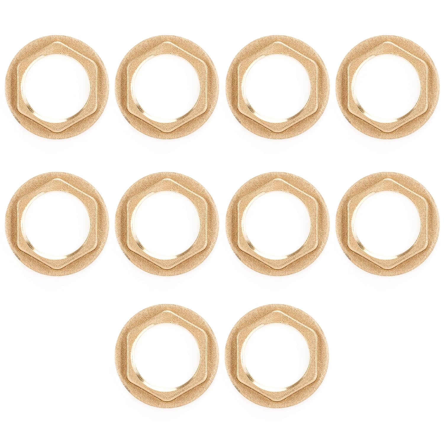 10pcs Brass Lock Nut Pipe Fitting - 1/2 Inch NPT Female Gasket, Flange Hex Nut for Water, Gas, Oil