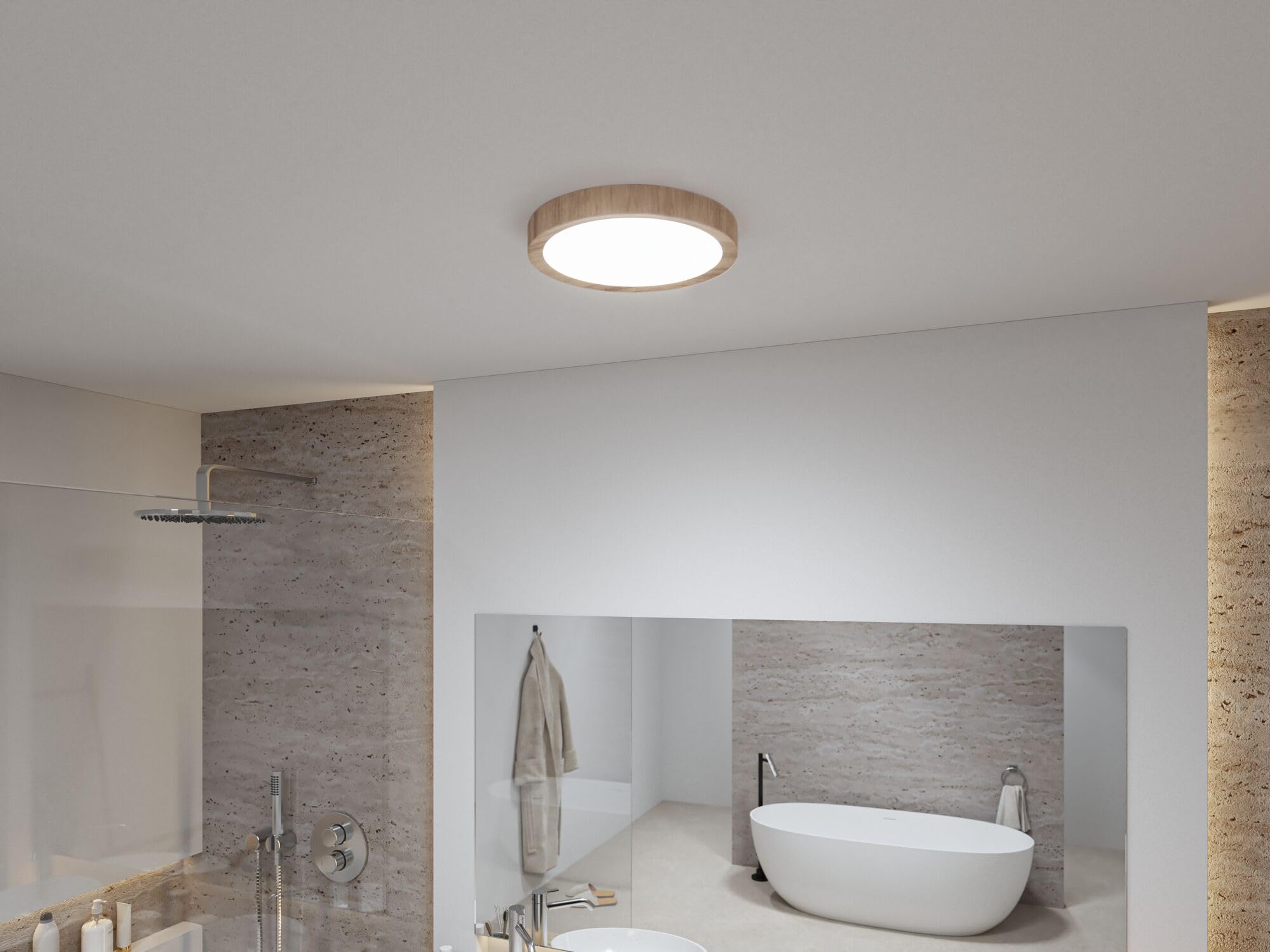 Paulmann 71085 Plafoniera Selection Bathroom LED Tega IP44 White Switch 1200lm 230V 22,5W effetto legno lampada per il bagno