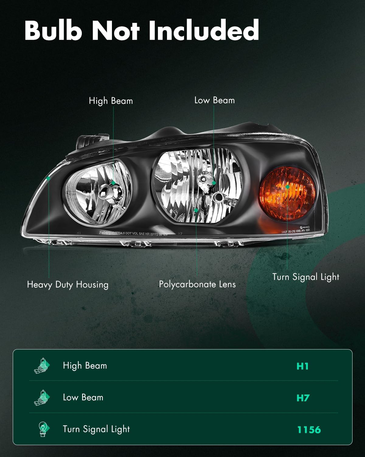 SCITOO Headlights For Hyundai Elantra 2004-2006 Headlamps Black Housing Amber Reflector Clear Lens Driver and Passenger Side