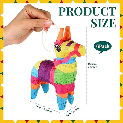 Miniatura 9 de Hungdao 24 piezas de decoraciones de fiesta mexicana, incluye mini piñata de burro, maracas de fiesta de madera para niños, mini sombrero, sombreros
