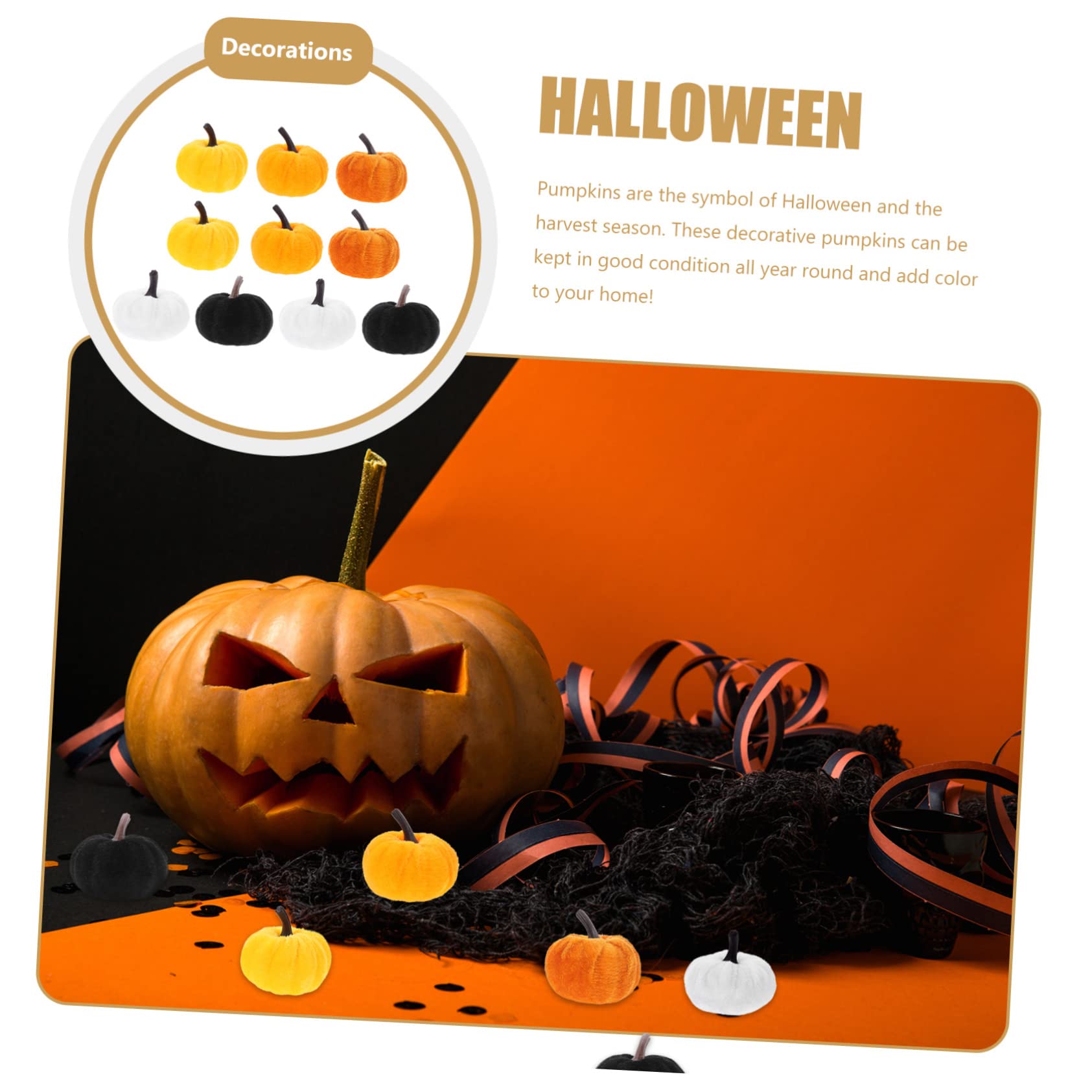 Cabilock 50 Pcs Calabaza De Franela Pumpkin Decoration Fall Decor Calabaza simulada Calabaza de Espuma Falsa Halloween Decoracion Calabaza Decorativa Adorno de Calabaza de simulación paño
