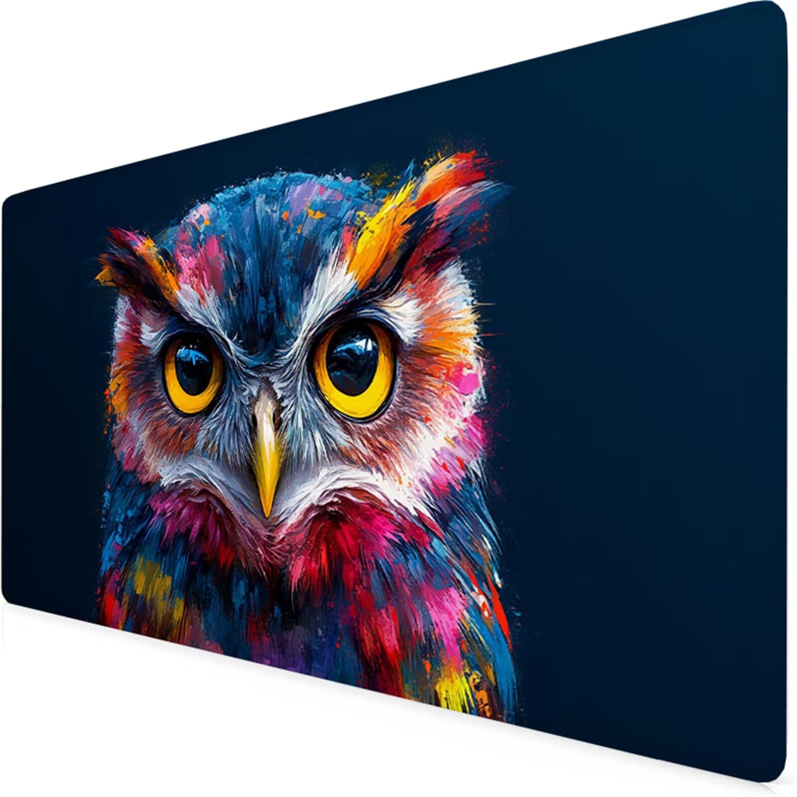 Podkładka pod mysz XXL 1200 x 600 x 3 mm, czarna podkładka pod mysz, wodoodporna sowa biurko mata biurkowa ze zszytymi krawędziami i antypoślizgową podstawą akcesoria biurkowe, do biurka komputerowego