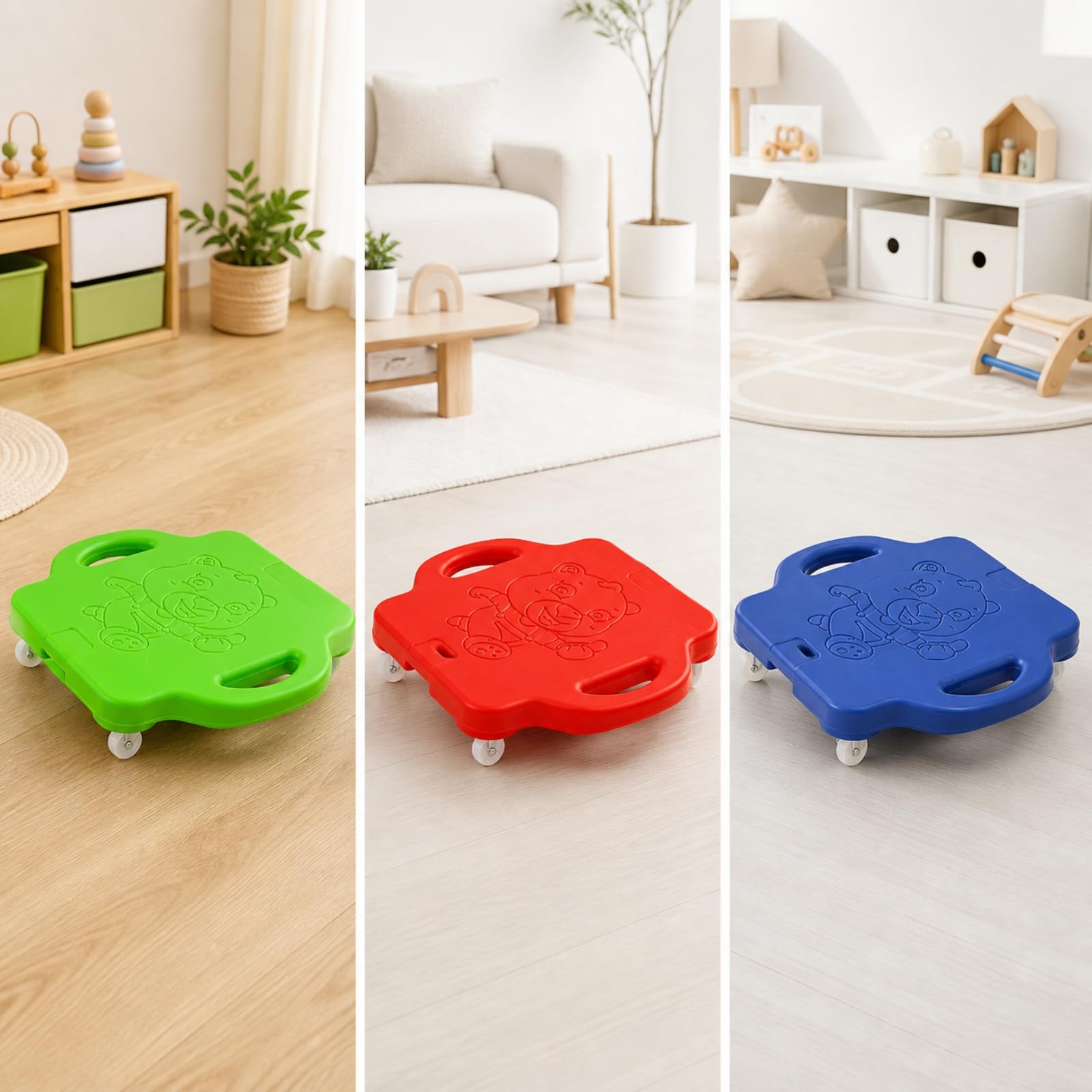 Board con Maniglie e Ruote Universali Basso Profilo Equilibrio in Plastica PE Silenzioso Tavola da Scivolo con Maniglie per Casa