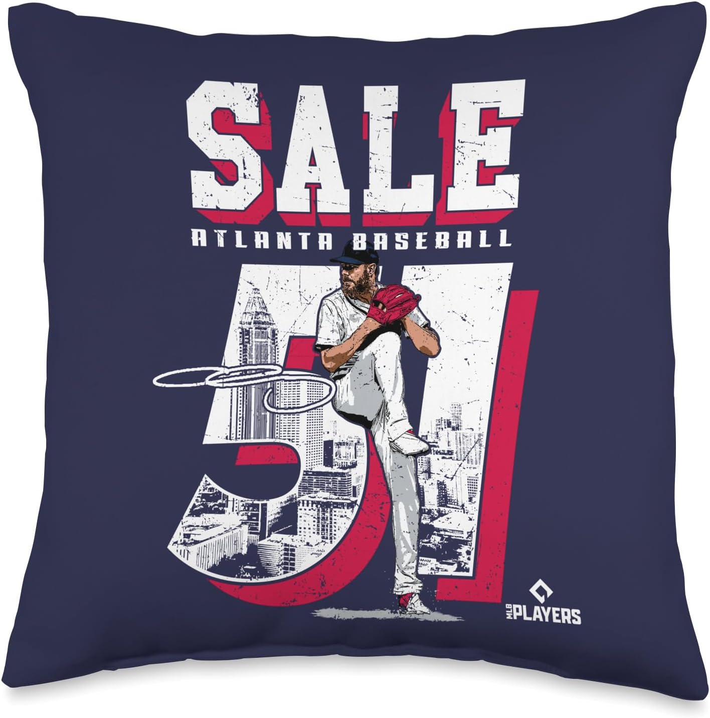 Chris Sale | Atlanta MLB Baseball Players | MLBCSA201M Throw Pillow