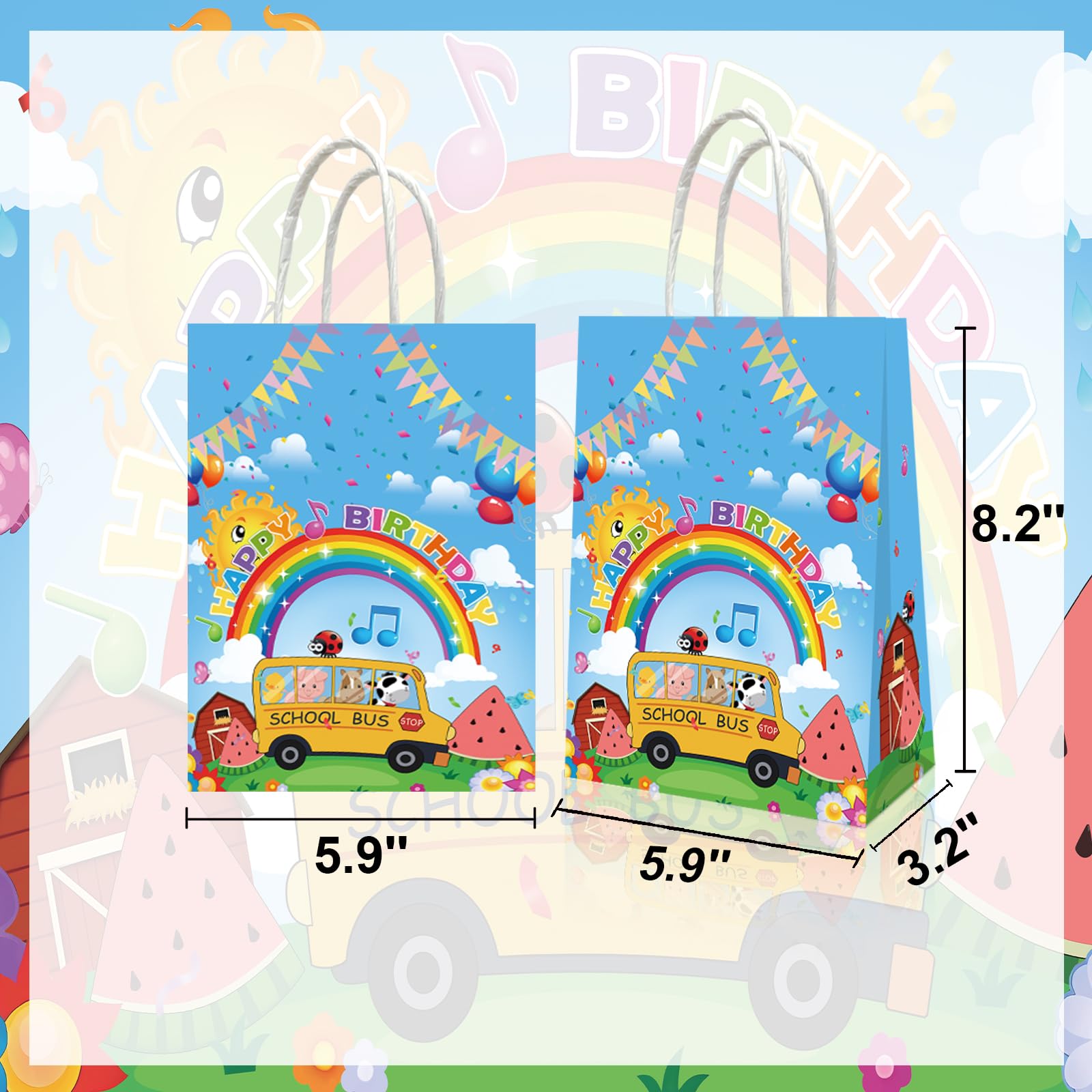 Sac Cadeau De Taille Moyenne – Sac Cadeau D'anniversaire Pour Elle – Motif Happy Birthday Rose