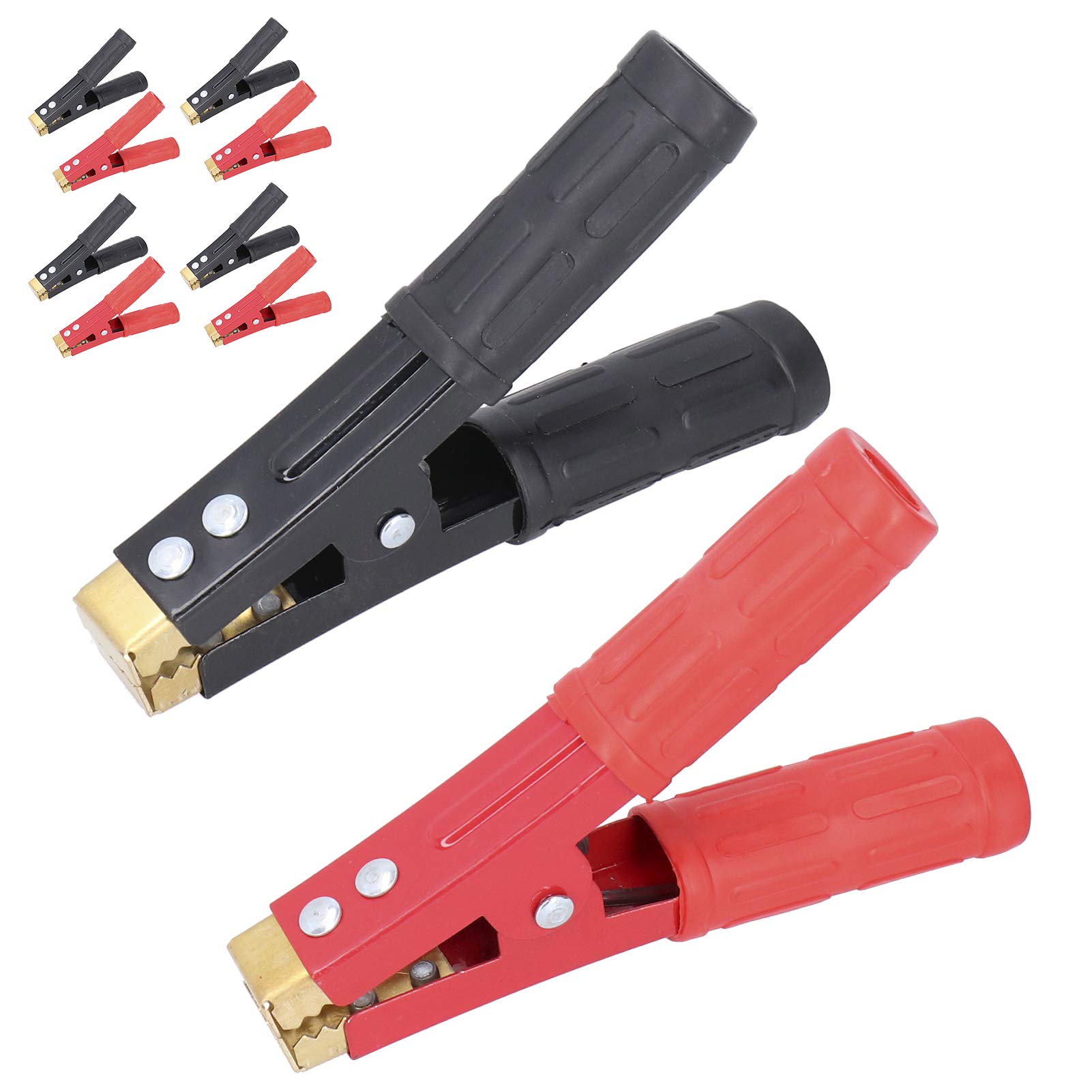 5 Paia Morsetti a Coccodrillo Isolati per Cavi Batteria – Kit Tester Elettrico 1000A – Molla in Rame Resistente, Ampia Apertura per Circuiti Elettrici Auto