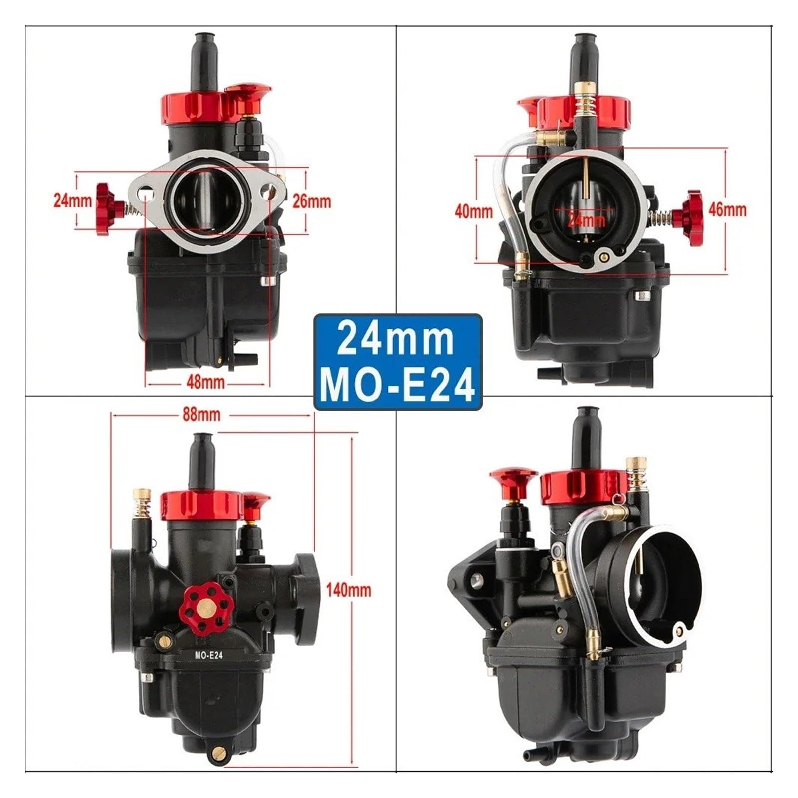Motosierra Carburador Carburador De Motocicleta 80CC - 250CC Para Brida Negra PE Piezas Internas Repuesto Para Ciclomotor Bicicleta Para GY6 Pitbike Pete(19MM)
