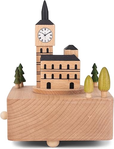 Miniatura 4 de Cottage Garden Big Ben - Figura musical de madera de madera de haya, 6 pulgadas