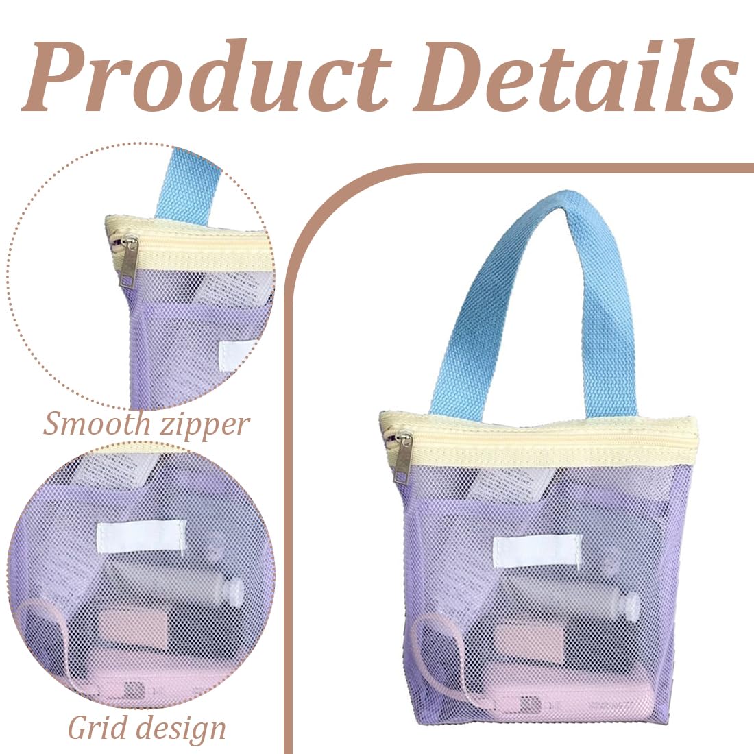 Bolsa de Ducha de Malla, Bolsa de Playa Portátil de Gran Capacidad, Organizador de Baño, Neceser Playa Transparente, Bola Bañador Mojado, Con Asa, Para Viajes, Gimnasio, Natación, Plaa