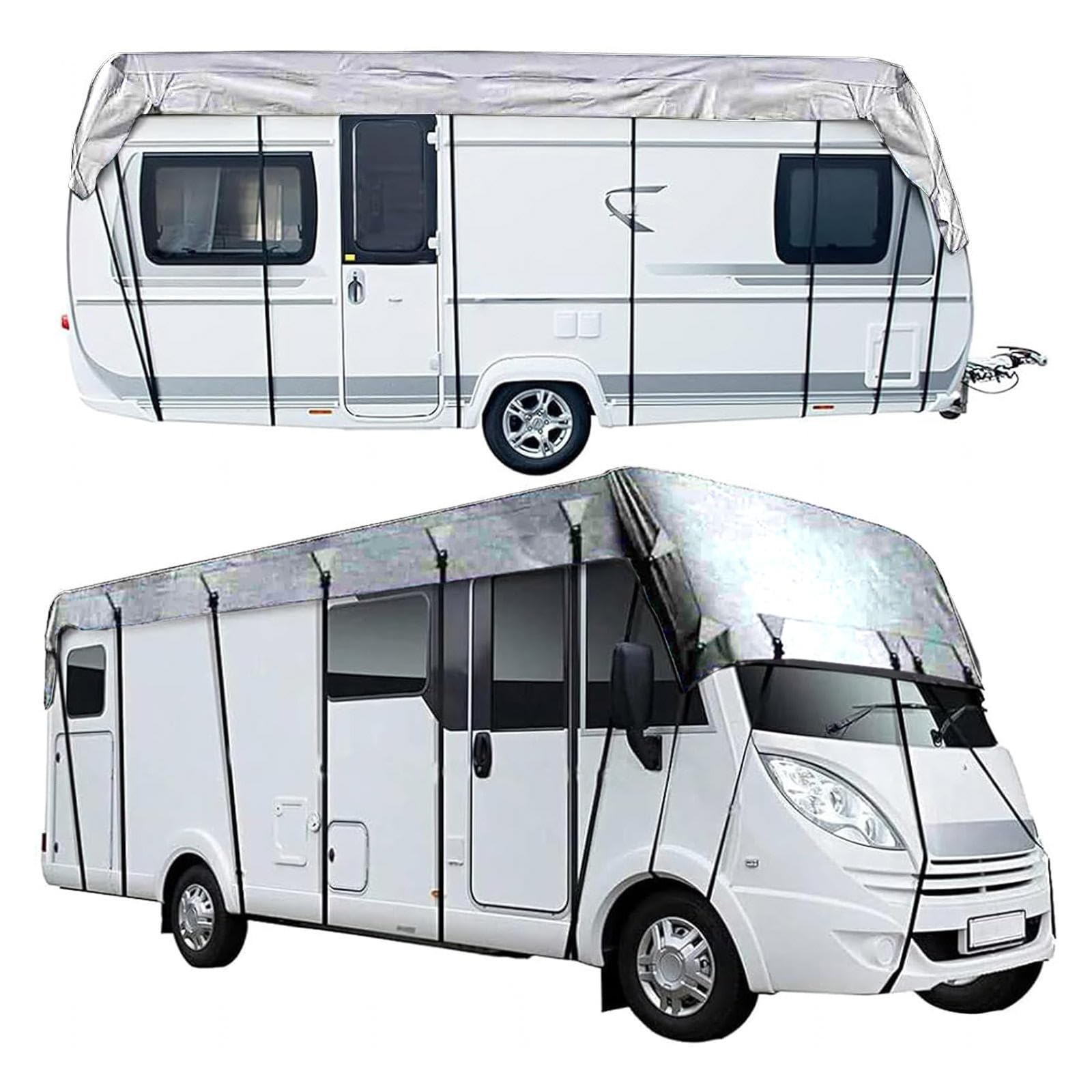 RRRYYYZZ HFKJway Camper Cover Waterproof 210D Oxford Cloth Camper Cover Waterproof Foldable Storage, Easy to Clean Class A Rv Cover Camper Cover Waterproof,Grey-6.5m×3m