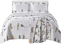 Vista 1 de Royal Tradition Ayat-Birds - Juego de edredón reversible tamaño King de 3 piezas (110 pulgadas de ancho x 96 pulgadas de largo) colcha ligera