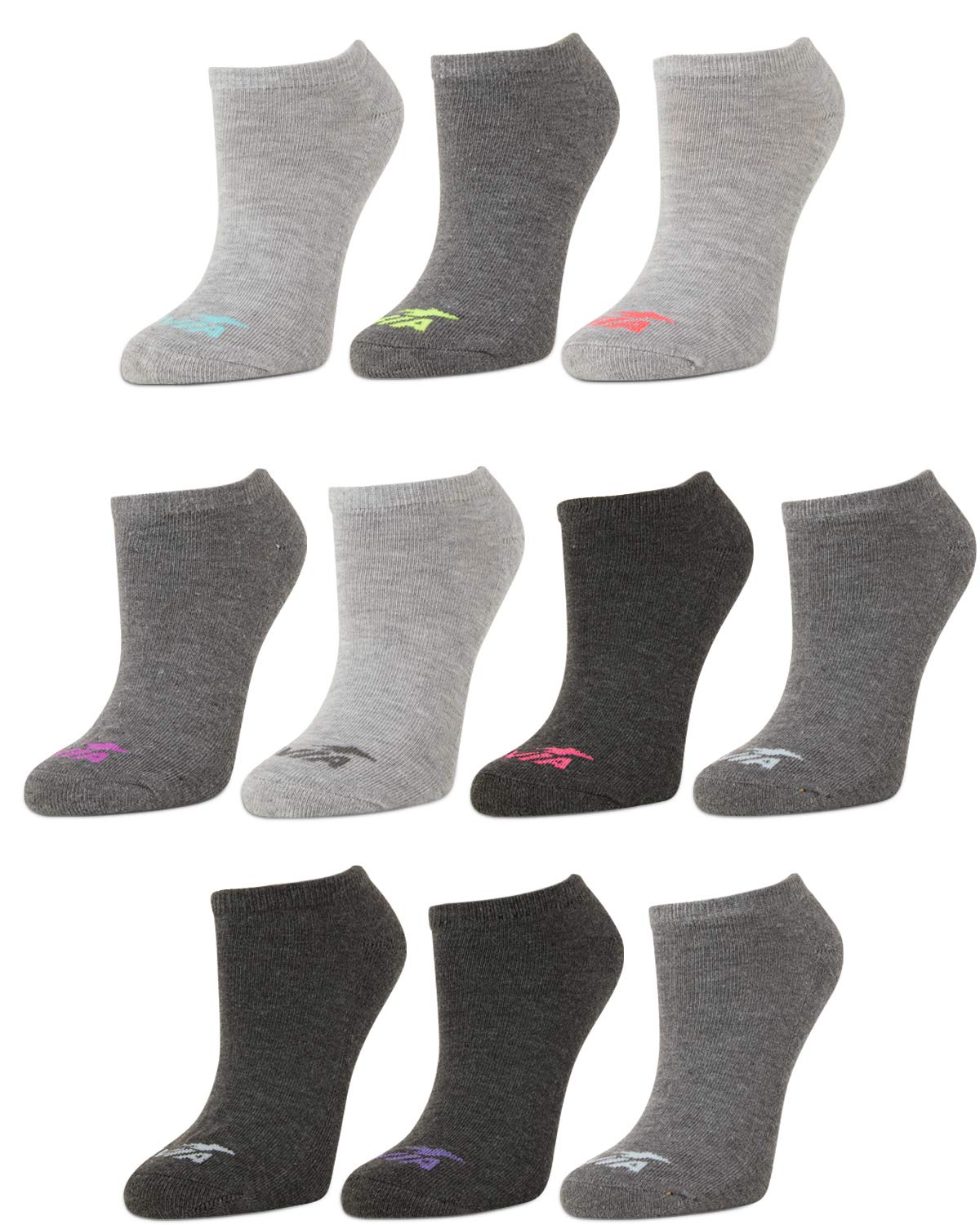 Avia Women's 10 Pack Athletic Low Cut SocksGray Shoe Size: 4-10, Gray, Size 4.0