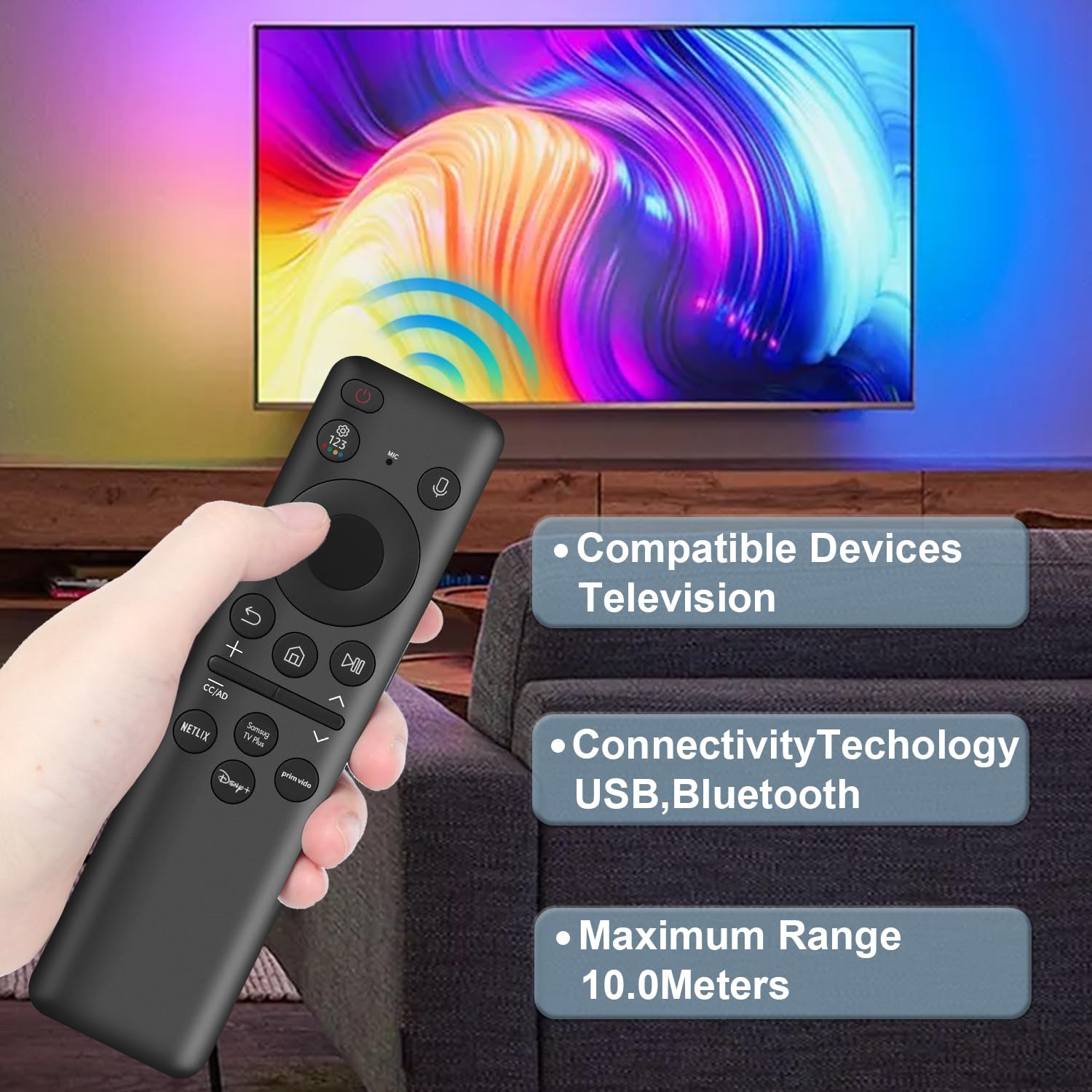 Telecomando vocale ricaricabile per telecomando Samsung Smart TV, BN59-01432A Telecomando di ricambio per Samsung OLED Neo QLED Crystal UHD Frame Solar 4K 8K Smart TV VG-TM2360E