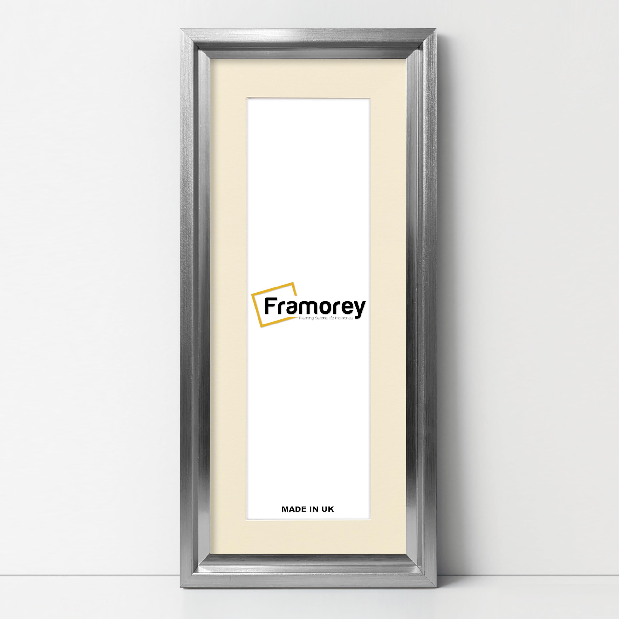 FRAMOREY Panoramic Style Picture Frame, 28x16" Size Silver Photo Frame With 24x12" Size Ivory Mount, Oslo Style Wall Art Hanging Frames