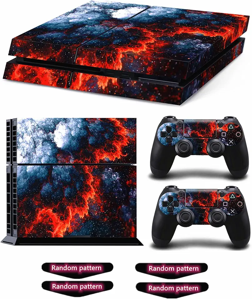 Adesivo decalque para Ps4, capa adesiva de vinil de corpo inteiro para console e controle PlayStation 4 (inclui 4 adesivos de barra de luz) (PS4, Magma)