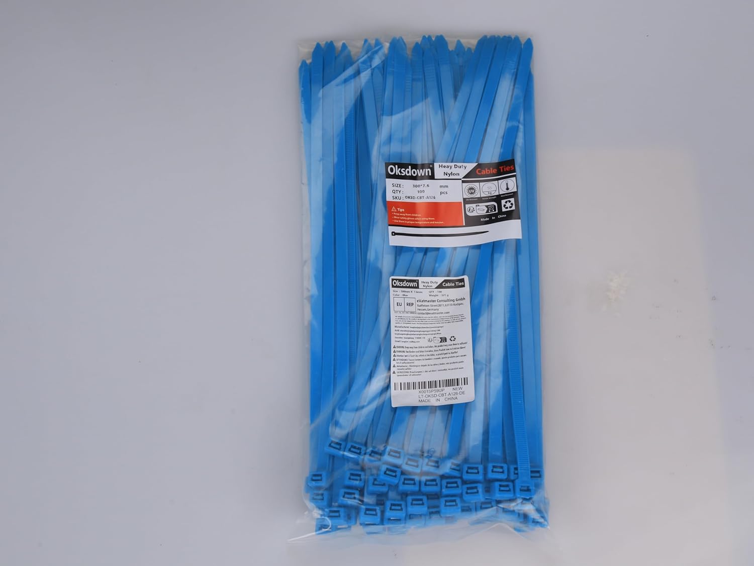 100 Pack 12 inch Blue Heavy Duty Zip Ties Thick Cable Ties with 120 lbs Tensile Strength Large Plastic Wire Ties