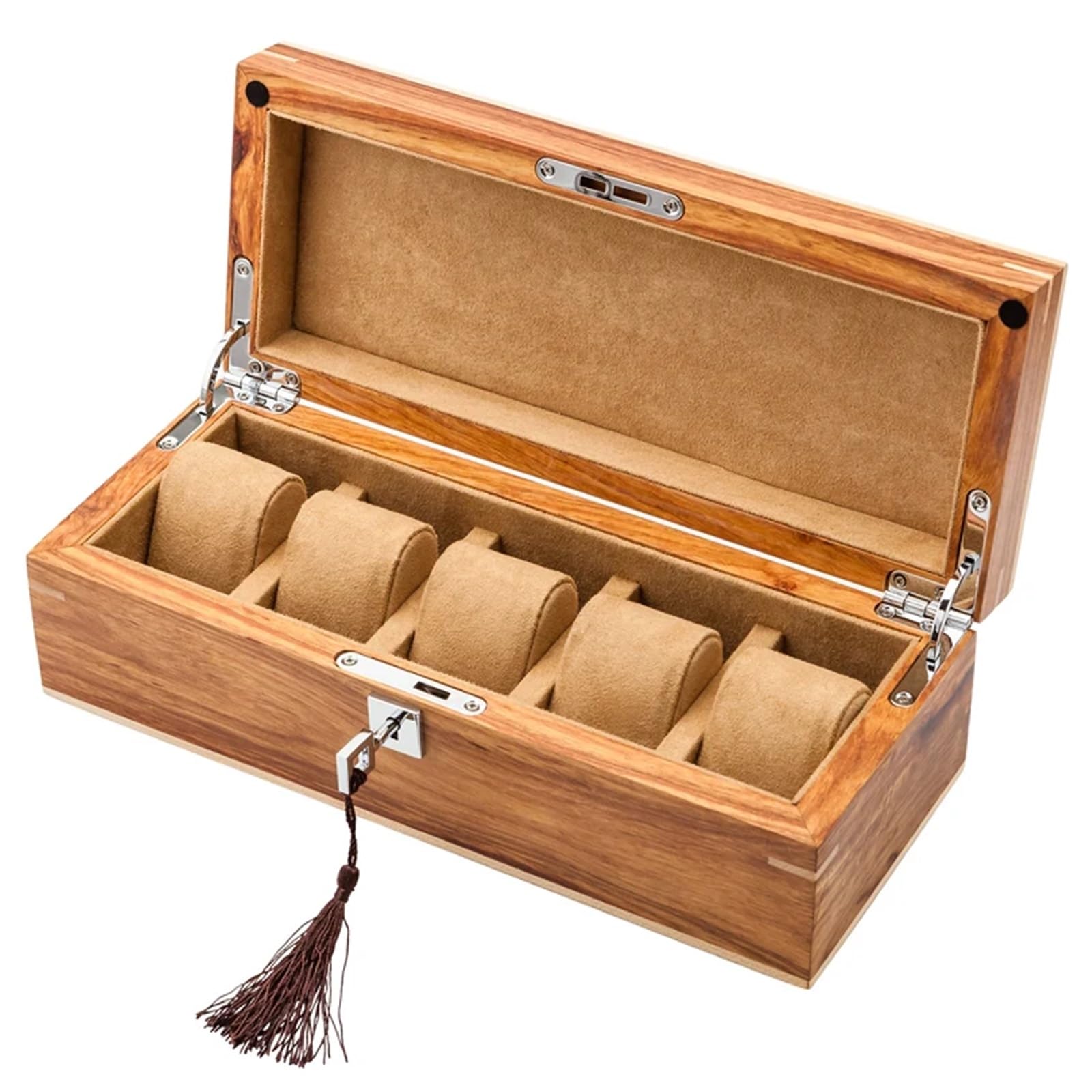 Caja De Relojes De Madera Maciza Cajas de almacenamiento for relojes madera maciza, organizador caja amarilla con cerradura, soporte for reloj