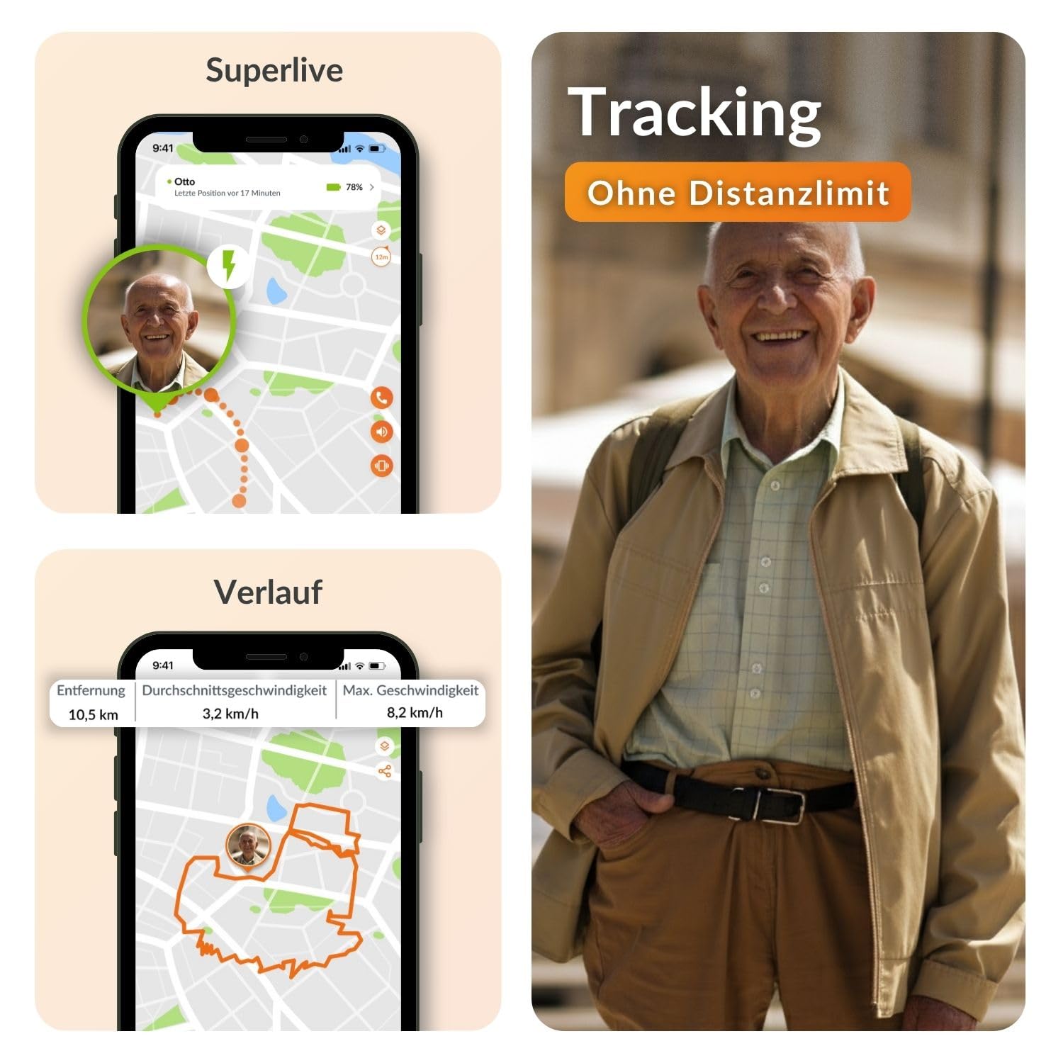 Weenect Silver – GPS-Notruf für Senioren | Unbegrenzte Reichweite | 7 Tage Akkulaufzeit | SOS-Taste | Notruftelefon | 2G | ABO erforderlich