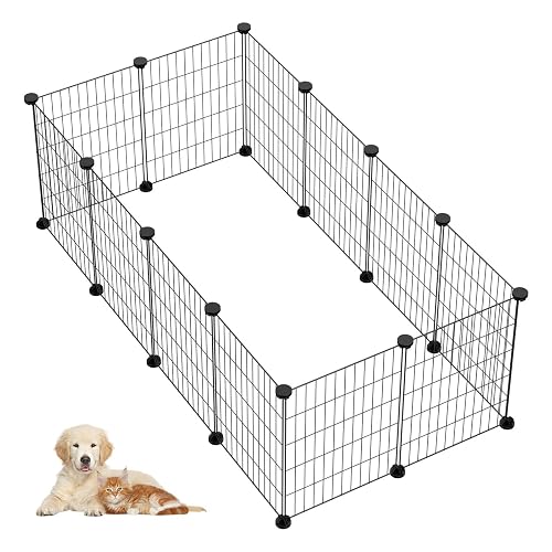 Crynvor 12 Paneles Jaula Conejo Metálica, Jaula para Gatos Desmontable, Jaulas para Cobayas Interior