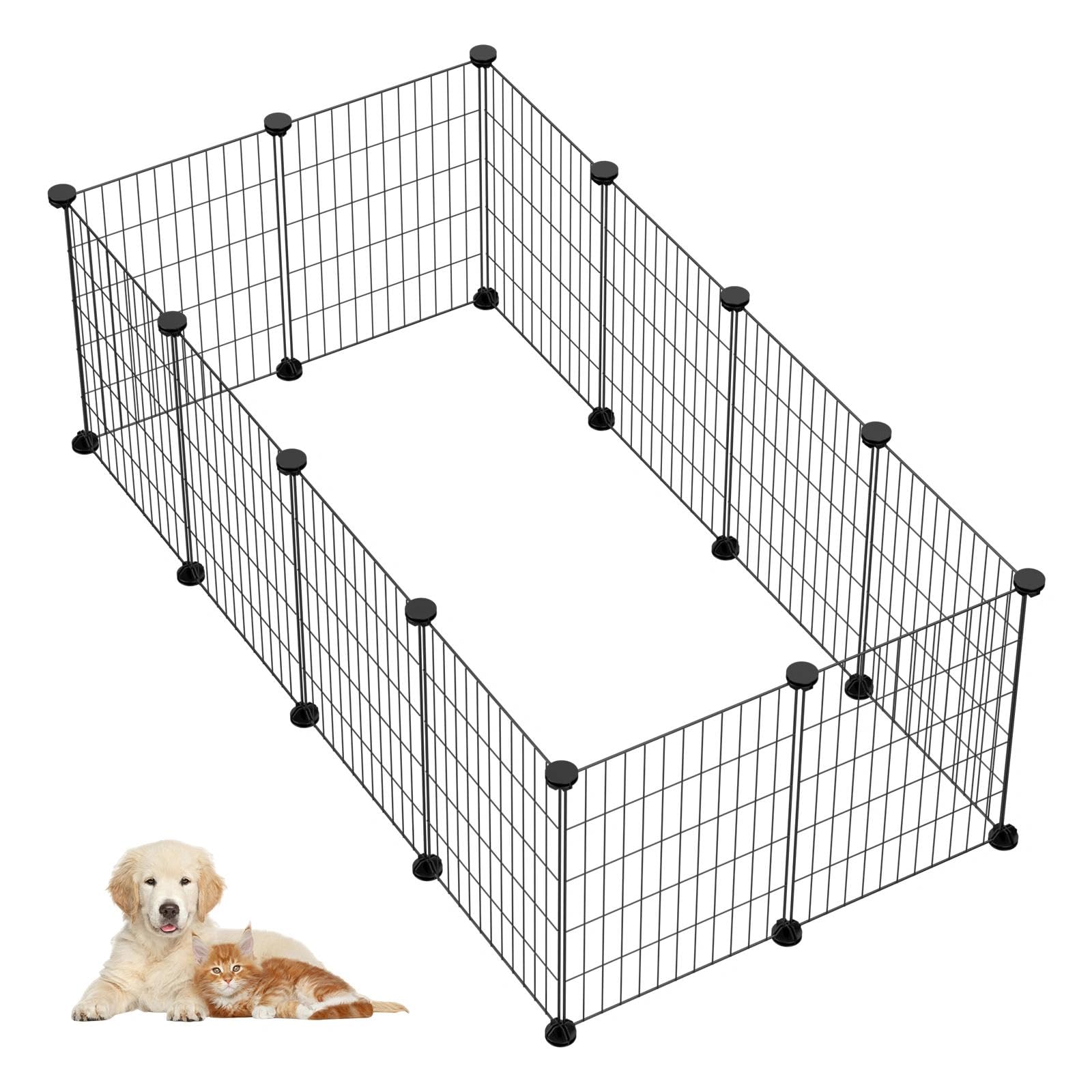 12 Paneles Jaula Conejo Metálica, Jaula para Gatos Desmontable, Jaulas para Cobayas Interior, Parque para Conejos para Cachorros, Gatitos, Animales Pequeños(30cm × 40cm)