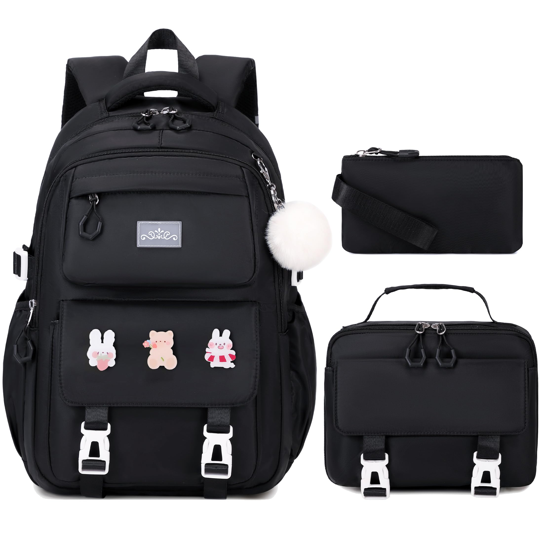 DIGOBAY 3PCS Girls Backpack for School, Kids Backpack for Girls with Lunch Box Pencil Case Set for Teen Girl Elementary Primary Middle High College