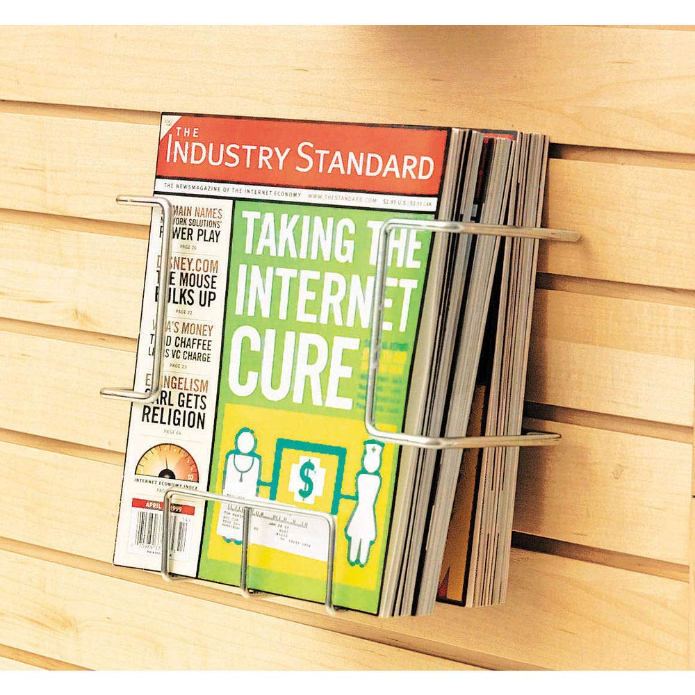 Slatwall Magazine Holder Large Chrome 103/4W x 51/2D x 101/2H Industrial