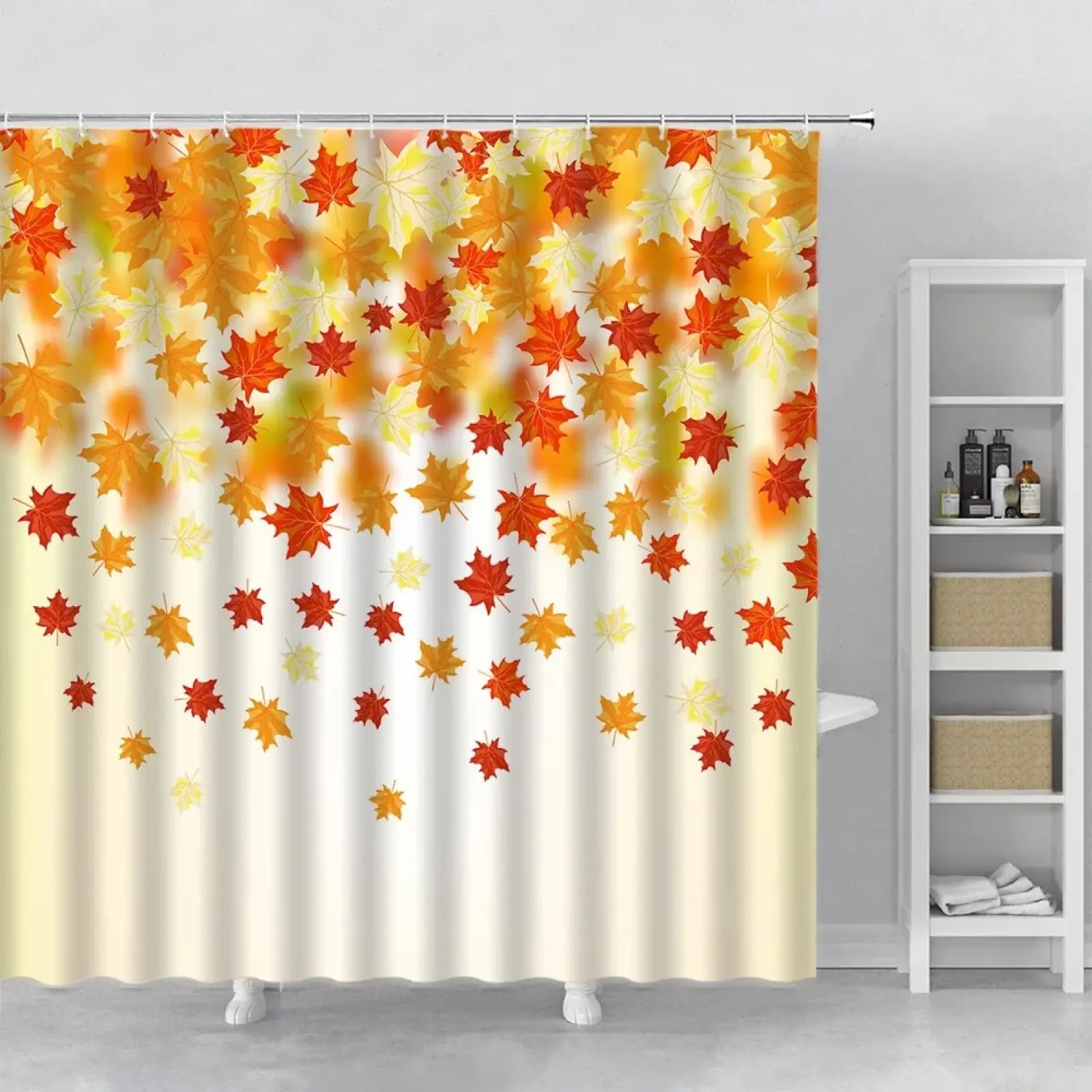 Rideau de douche de salle de bain 137x198 cm avec crochets et motif automnal lavable