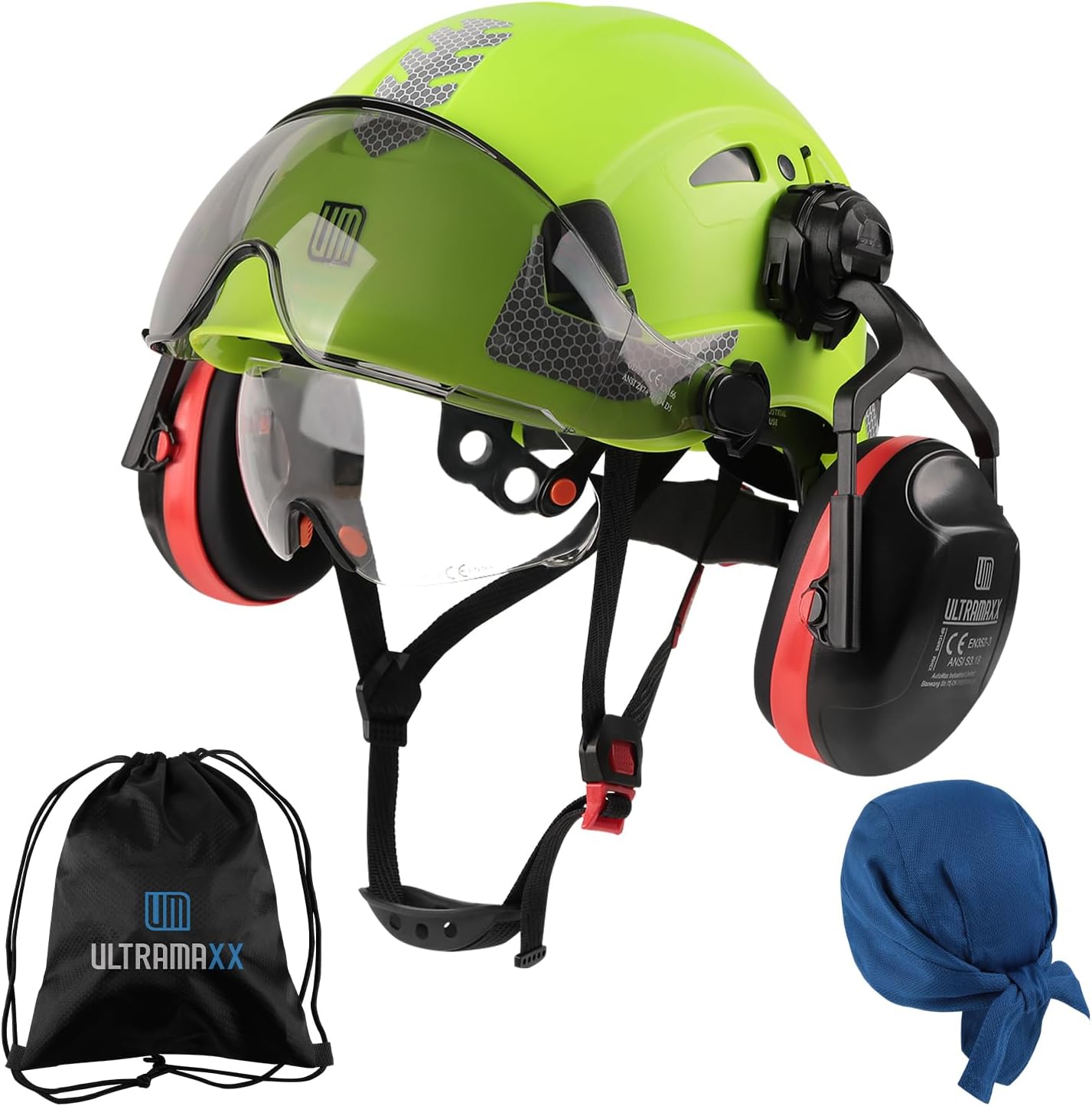 Safety Helmet with Built-in Visor Ear Muffs Kits