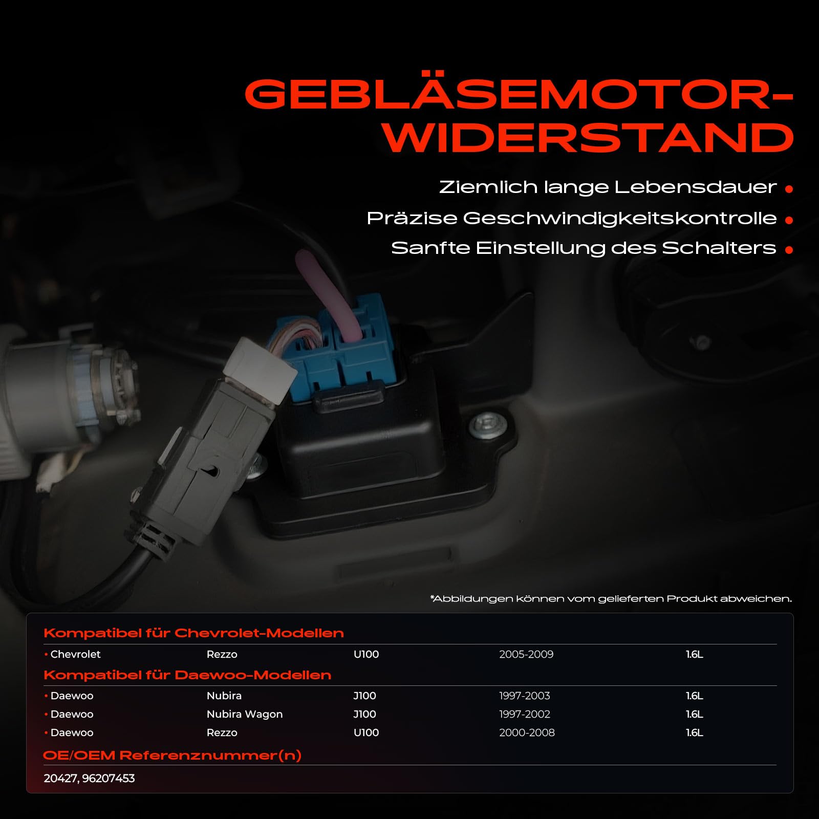 Frankberg Rezystor grzewczy dmuchawy, kompatybilny z Tacuma 2005-2009 Tacuma 2000-2008 Nubira Epica RezzoLeganza Rezzo Blower Motor Resistor Replace# 96207453