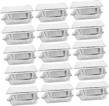 25 PCS Heat Resistant Thick Aluminum Foil Trays Disposable Baking Pans with Lids, Oven Safe Bread Pans, Multipurpose Cooking Containers Catering Take Out Bar
