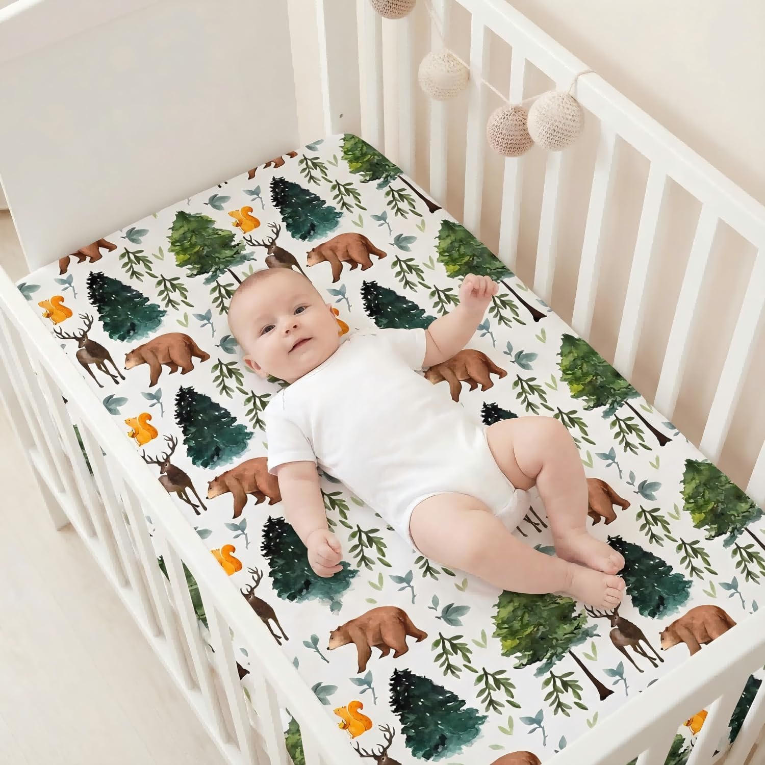 Fitted Baby Crib Sheets Set of 4, Unisex Crib Sheets for Boys Girls, Soft Neutral Crib Mattress Sheet, Breathable for Standard Crib and Toddler Mattress, 52 x 28 Inch (Bears and Jungle) - Image 2