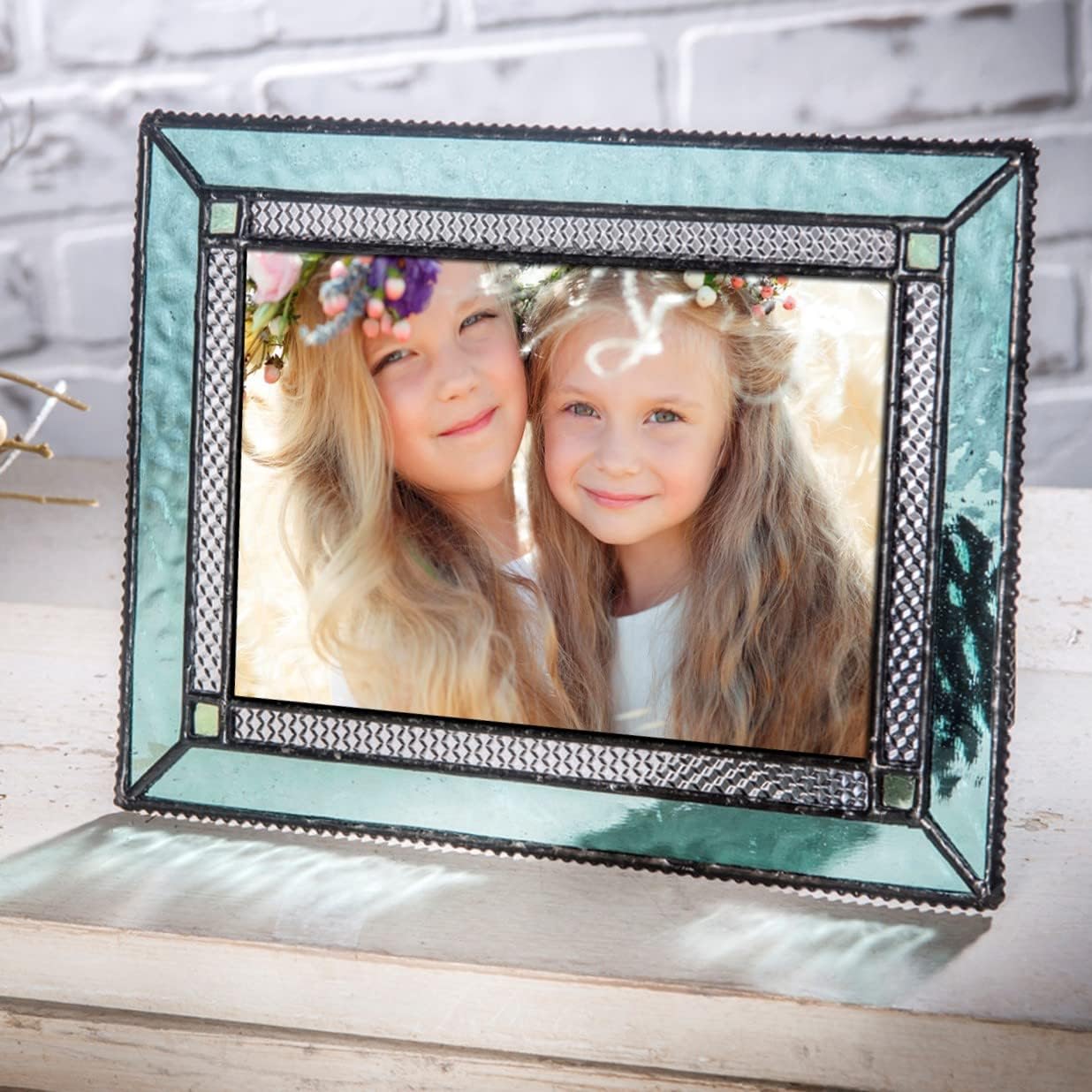 J Devlin Glass Art Stained Glass Picture Frame 4x6 โ Windsor Blue Glass Photo Frame with Easel, Horizontal or Vertical Display, Decorative Gift