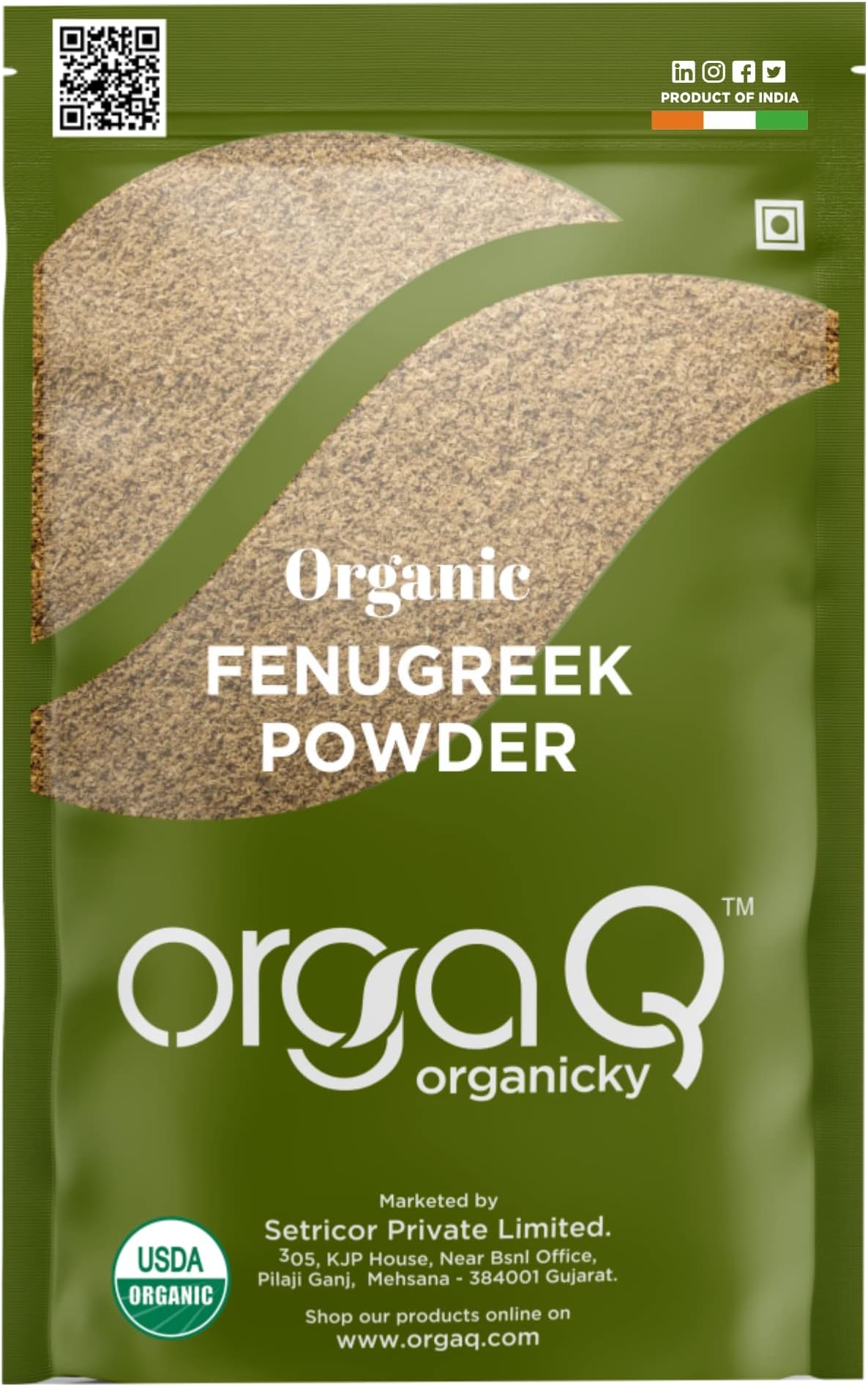 OrgaQ Organicky Fenugreek/Methi Powder for Blood Sugar Controller and Nutritive, Ayurvedic Herbal Supplement for Increase Haemoglobin - 500g (Pack Of 2x250)