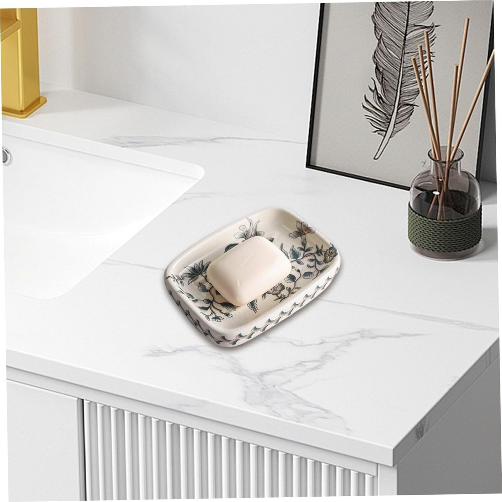Jaboneras Cerámica con Estampado de pájaros y Flores Almohadillas Antideslizantes Nuevos artículos Esenciales para el hogar