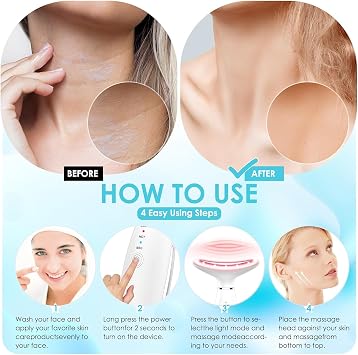 Face Massager -7 Color Red-Light-Therapy for Face and Neck for Wrinkles (White)