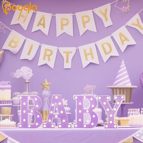 Pooqla Light Up Letters S, Marquee Letters Purple Birthday Decorations