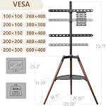 ETHU Easel TV Stand for 32-65 inch Screens - Height Adjustable Tripod TV Floor Stand with ±70° Swivel, Supports up to 88 lbs, Corner TV Stand for Living Room and Bedroom with Tray, Black & Walnut