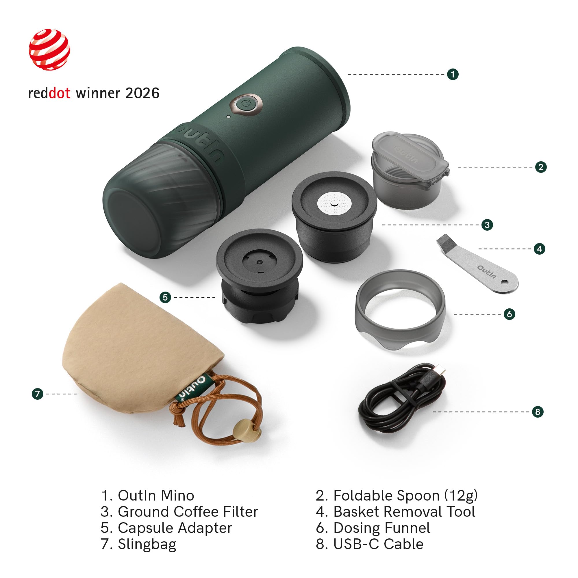 OutIn Mino Portable Electric Espresso Machine for Travel with Self-Heating view 2