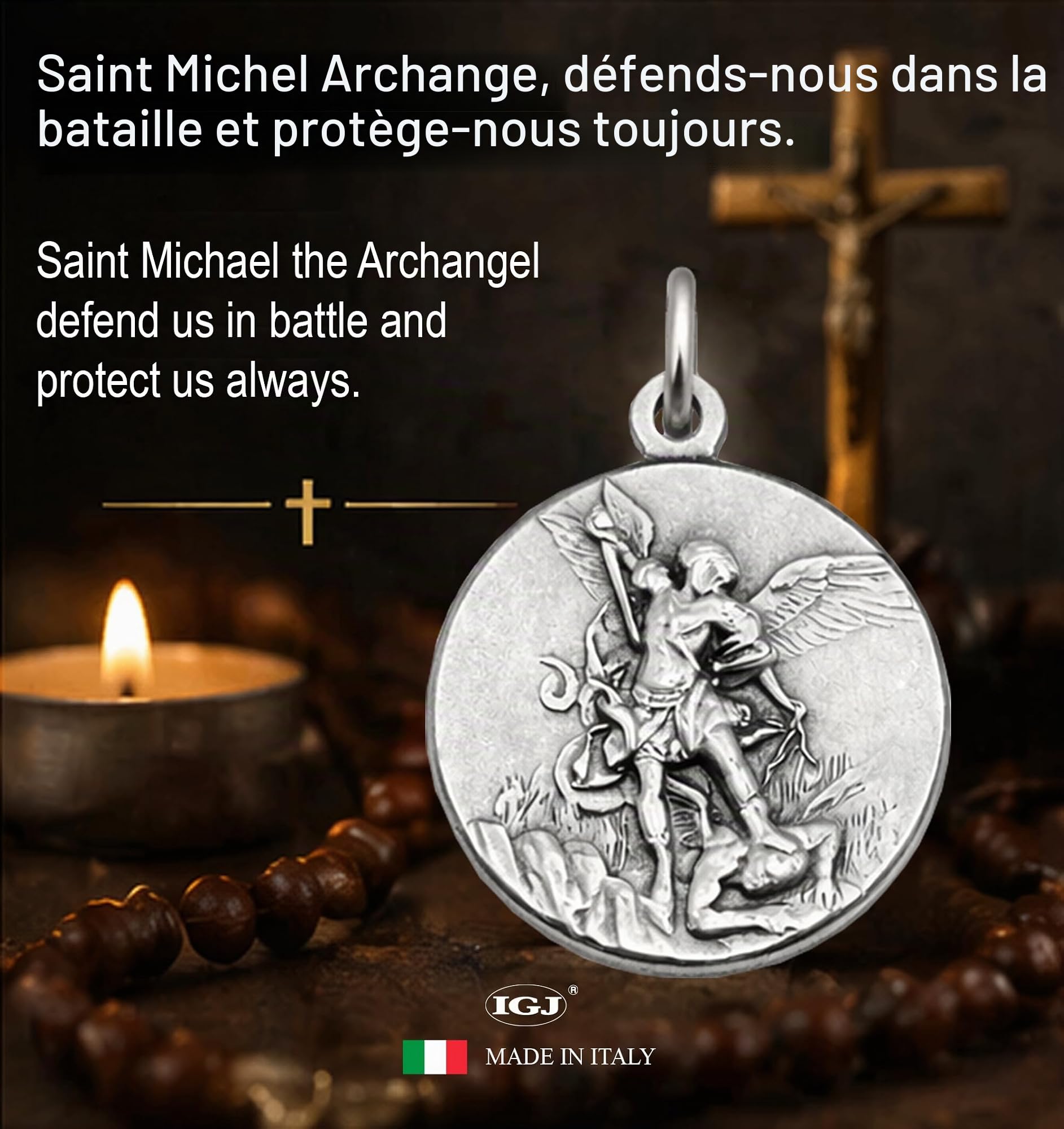 I G J LOT DE 3 (TROIS) - MÉDAILLES DE SAINT MICHEL ARCHANGE - MÉDAILLES DES SAINTS PATRONS -100% MADE IN ITALY