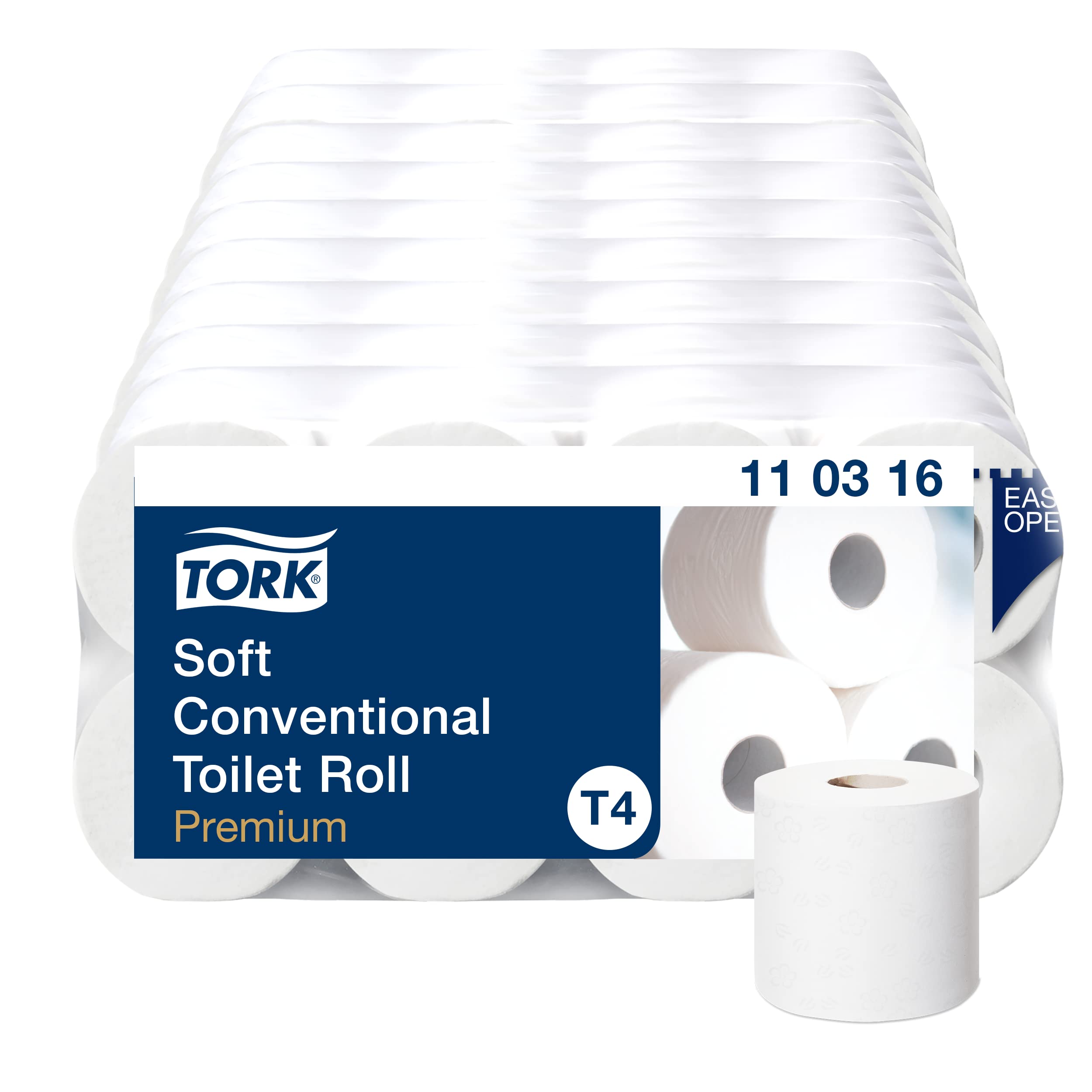 Tork 110316 Rollos de papel higiénico Premium suave T4 / Rollos wc de 3 capas compatibles con el sistema higiénico de rollos pequeños Tork T4, 9 paquetes x 8 rollos (= 72 rollos)